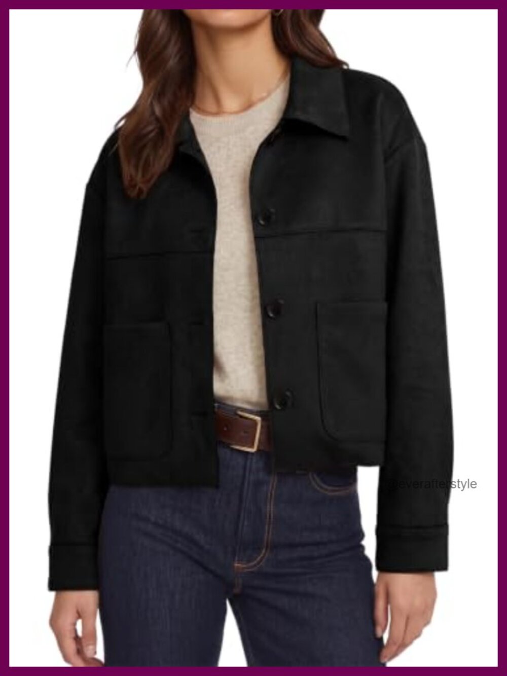 Faux Suede Cropped Bomber Jacket Lightweight Casual Coat
